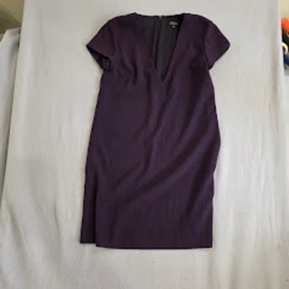 Babaton Aritzia Purple V-Neck Shift Dress Short Sleeve Mini Japanese Fabric 0